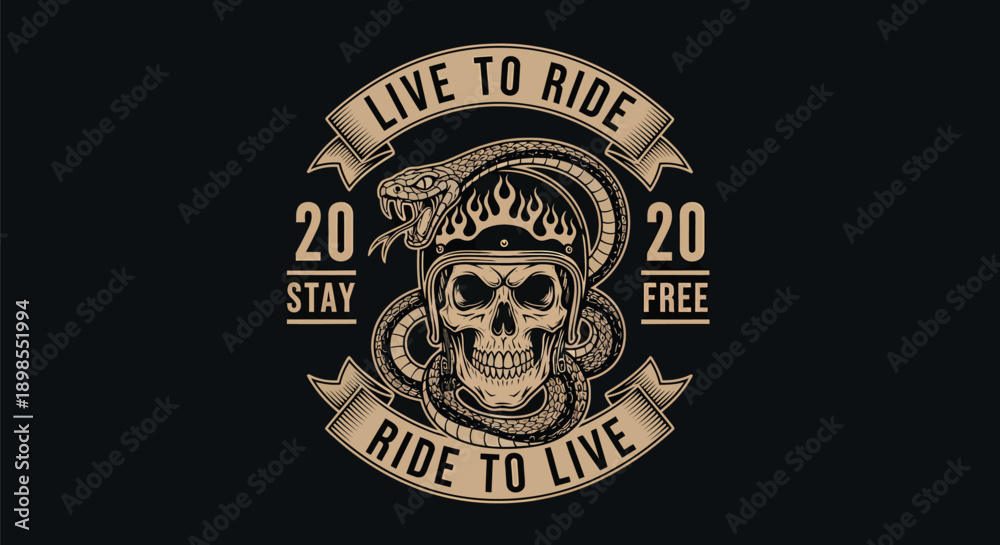 Obraz premium Skull with Crown and Snake Illustration Design.