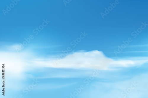 Vast blue sky with fluffy white clouds, serene weather, nature background, peaceful outdoor scene, tranquil atmosphere