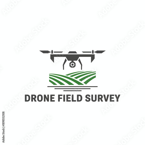 Agricultural Drone Field Survey Technology Vector Logo
