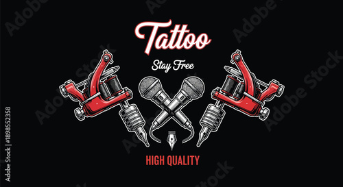 Tattoo Machines and Equipment Illustration Design.