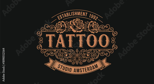 Tattoo Studio Amsterdam Logo Design Element.