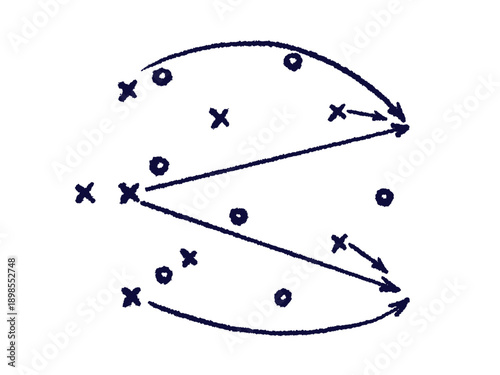 Football. Tactical arrows and lines strategic game