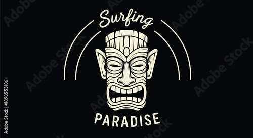 Tiki Mask Logo Design for Surfing.
