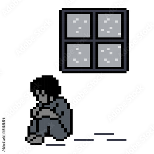 Sad Man Loneliness Mental Health Pixel