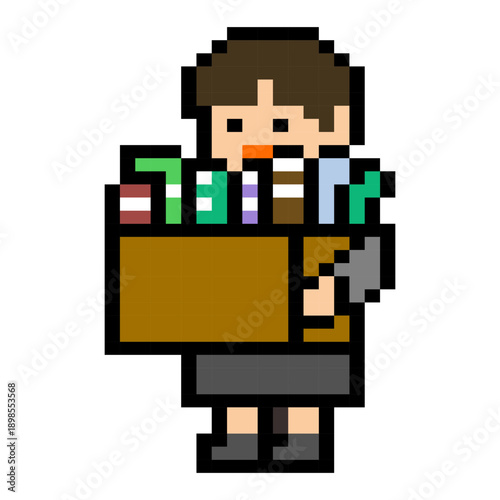 Employee Carrying Box Office Moving Pixel
