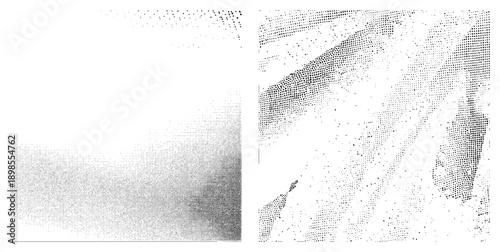 Vector halftone using dot density gradients, print texture simulation, screen printing effect, graphic design element, digital art background.