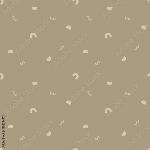 Minimalist Abstract Shapes Seamless Pattern in Soft Earthy Tones