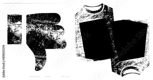 Disapproving hand gesture with thumb down, computer monitor, digital rejection, negative feedback, user interface symbol, flat design graphic.