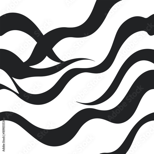 Abstract rhythmic pattern using thick black curved lines, varying spacing, white background, bold graphic background