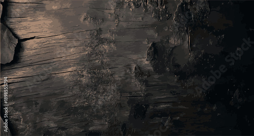 Abstract Burnt Wood Texture - Dark Charcoal Timber Background with Natural Grain and Scorched Surface