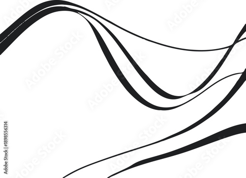 Minimal abstract background with calm flowing thick black lines, white background, timeless bold design pattern 1