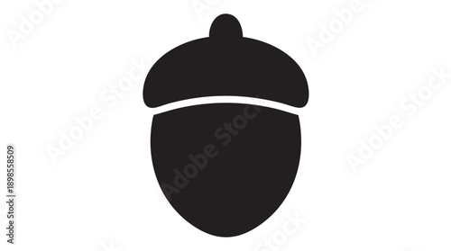 Black Acorn Silhouette Icon Vector Illustration