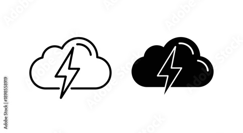 Stylized cloud icon with a lightning bolt, symbolizing power, energy, or a storm in weather and technology