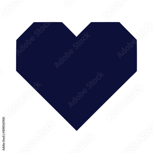 Fotografi Solid dark blue minimalist heart silhouette with geometric edges, ideal for high-contrast logos, stamps, or dark designs
