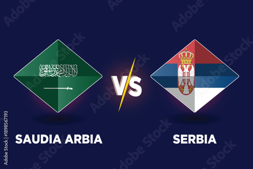 Saudi Arabia vs Serbia in Football Competition vector illustration design.