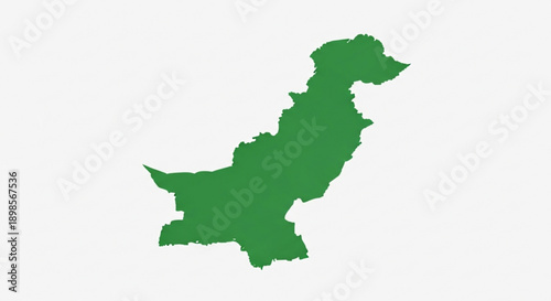 Green map of pakistan on white background country outline geographic illustration