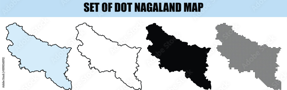 Obraz premium Nagaland Map Set Dot Outline white background