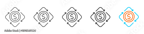 MONEY FLOW  icon set multiple style collection	