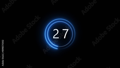 Fotografía Countdown number with neon circle illustration