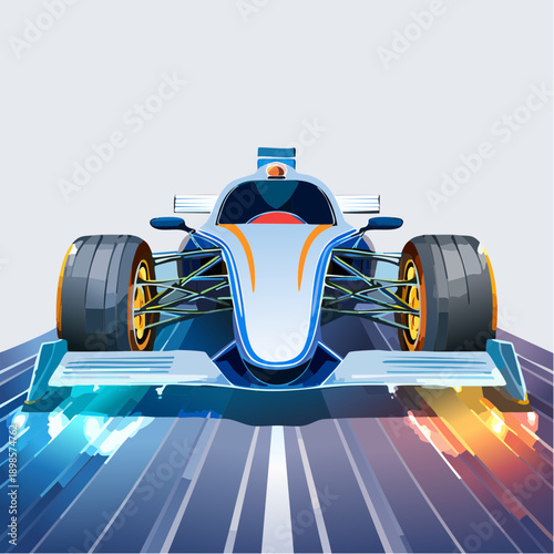 3d rendered illustration of a fast blue modern racing car with a sleek motor design and cartoon wheels speeding on a road as a 3d vector automobile transportation vehicle