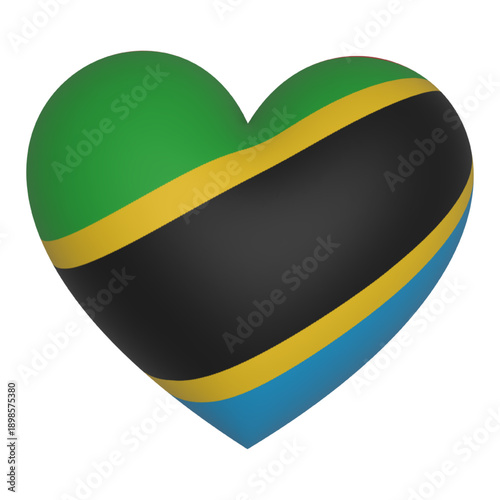 3d heart Tanzania flag icon vector illustration