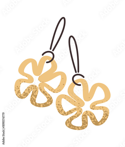 Golden earrings floral jewelry design