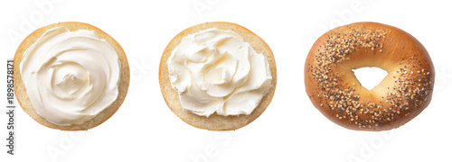 Delicious bagel with cream cheese transparent background food photography