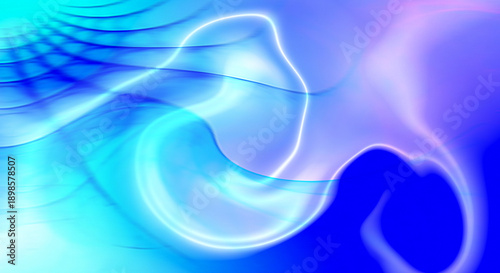 Flowing blue abstract waves with glowing highlights creating a dynamic fluid motion in shades of blue and purple hues isolated on transparent background