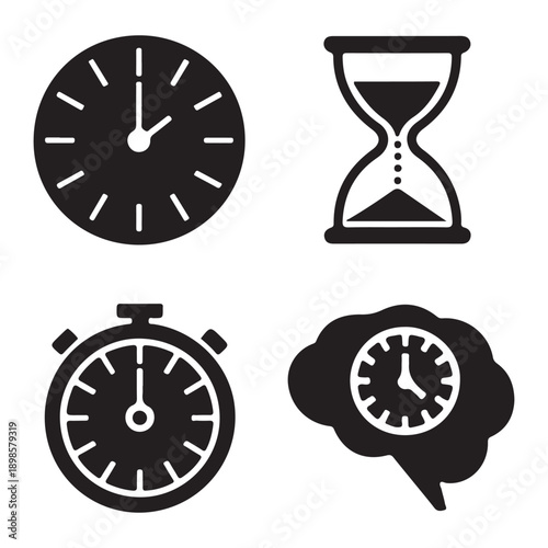 Productivity focus time management silhouette vector icon design
