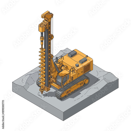 Heavy-duty drilling rig performing ground excavation work.