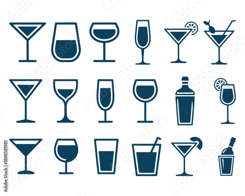 Cocktail Glass Silhouette SVG Bundle
