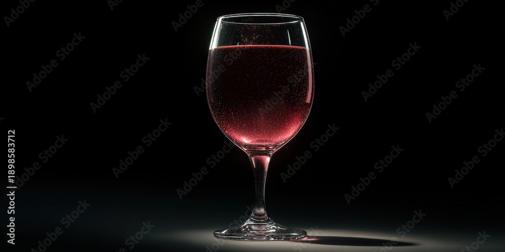 Fototapeta premium Elegant Wine Glass with Red Wine Isolated on Black Background for Upscale Branding