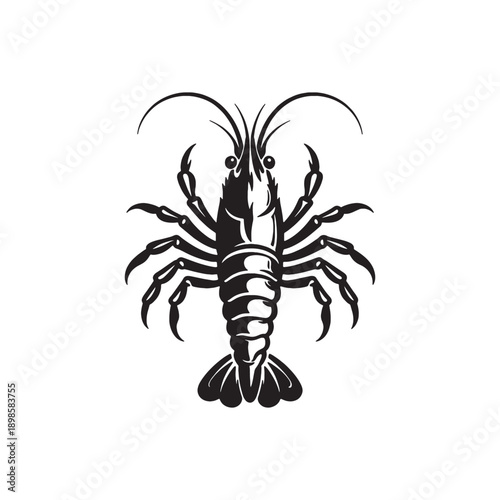 Black Lobster Silhouette Vector Illustration | Minimal Seafood Animal Icon Design