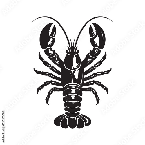 Black Lobster Silhouette Vector Illustration | Minimal Seafood Animal Icon Design