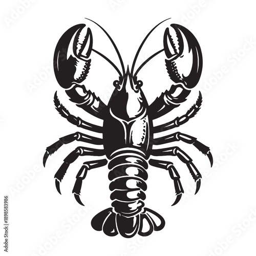 Black Lobster Silhouette Vector Illustration | Minimal Seafood Animal Icon Design
