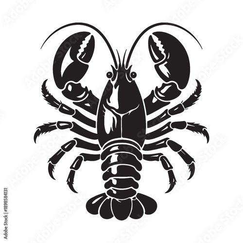 Black Lobster Silhouette Vector Illustration | Minimal Seafood Animal Icon Design