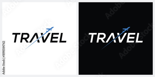 travel logo design, airplane arrow graphic icon vector concept