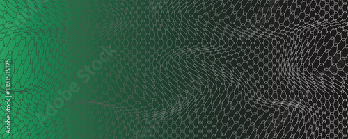 Soccer Ball illuminated green light in the Goal Net. 3D CG. High resolution eps10.