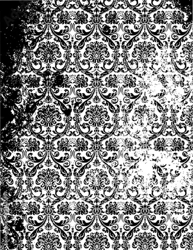 Large distressed vintage wallpaper texture with a transparent background