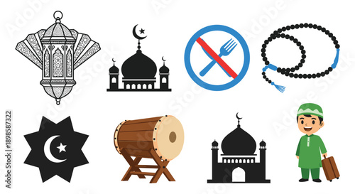 Ramadhan Icon Set Vector Illustration