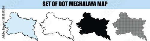 Meghalaya Map Dot Illustrations white background
