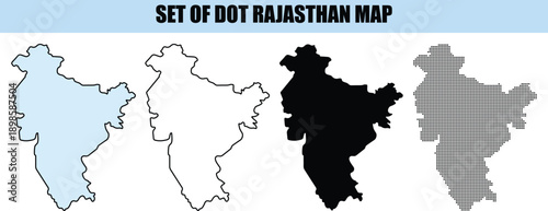 Rajasthan Map Set Dot Style white background