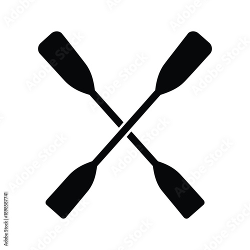 Crossed Paddles Silhouette Icon for Boating and Water Sports Design