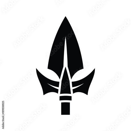 Black Stylized Spearhead Icon Graphic Design on White Background