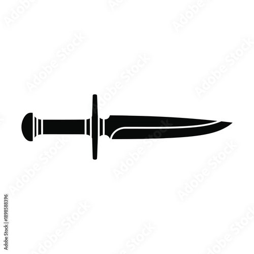 Flat Design Black Dagger Weapon Icon on White Background