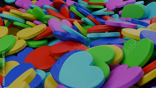 3d colourful hearts love saint valentine day