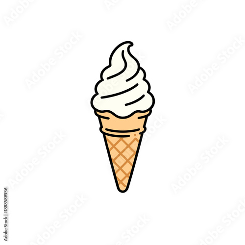 [Vector EPS]Delicious soft serve ice cream cone with creamy white swirl