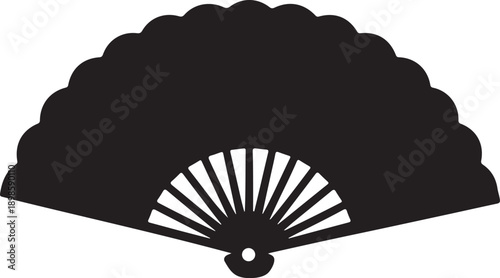 Black Hand Fan Isolated on White Background
