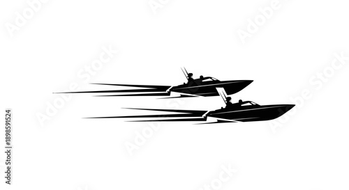 Speedboats racing on water in dynamic motion