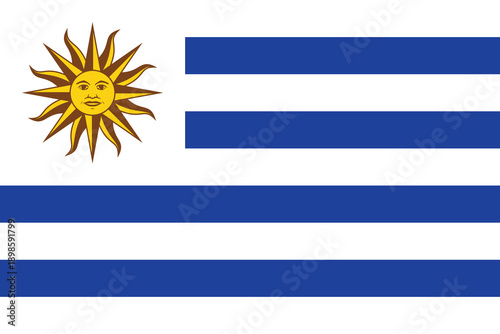 Quadro em tela Uruguay National Flag Isolated on White Background